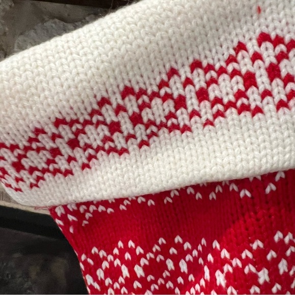 Festive Red and White Holiday Knit Stockings - Picture 2 of 4